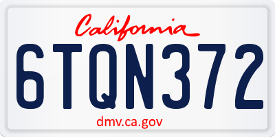 CA license plate 6TQN372