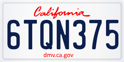 CA license plate 6TQN375