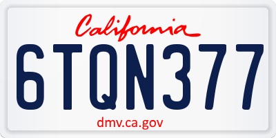 CA license plate 6TQN377