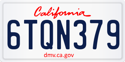 CA license plate 6TQN379