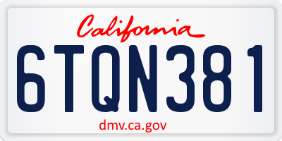 CA license plate 6TQN381