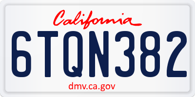 CA license plate 6TQN382