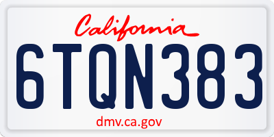 CA license plate 6TQN383