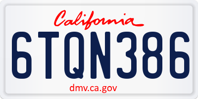 CA license plate 6TQN386