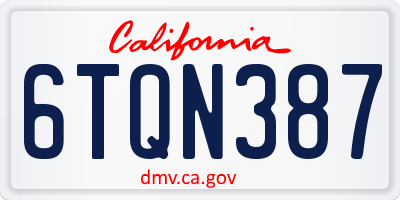 CA license plate 6TQN387