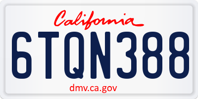 CA license plate 6TQN388