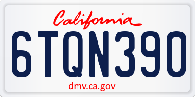 CA license plate 6TQN390