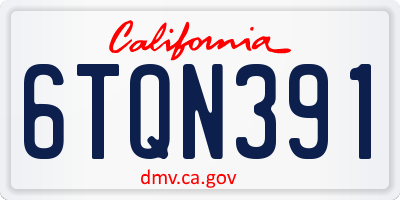 CA license plate 6TQN391