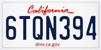 CA license plate 6TQN394