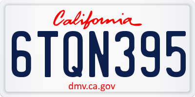 CA license plate 6TQN395