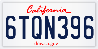 CA license plate 6TQN396