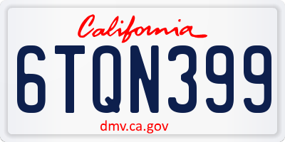 CA license plate 6TQN399