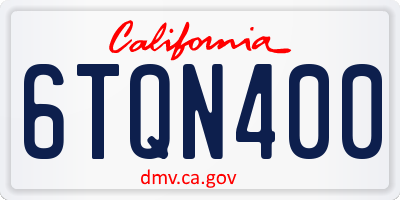 CA license plate 6TQN400