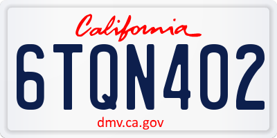 CA license plate 6TQN402