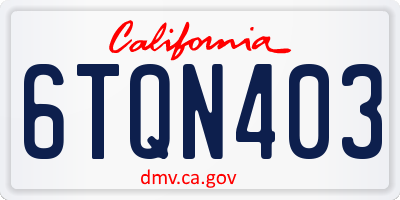 CA license plate 6TQN403
