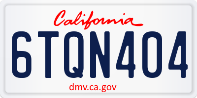 CA license plate 6TQN404