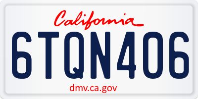 CA license plate 6TQN406