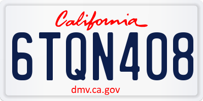 CA license plate 6TQN408