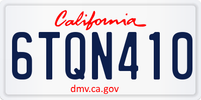 CA license plate 6TQN410