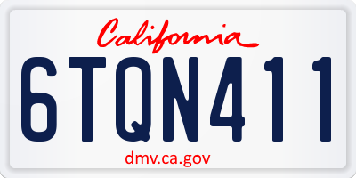 CA license plate 6TQN411