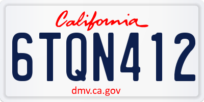 CA license plate 6TQN412