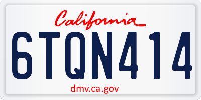 CA license plate 6TQN414