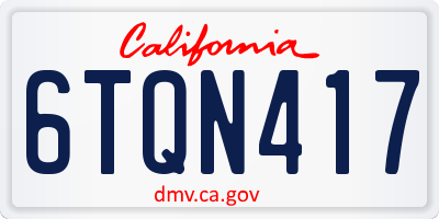 CA license plate 6TQN417