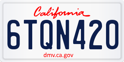 CA license plate 6TQN420