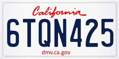 CA license plate 6TQN425