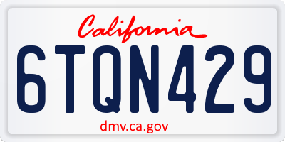 CA license plate 6TQN429