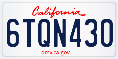 CA license plate 6TQN430