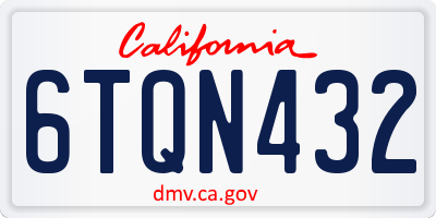 CA license plate 6TQN432