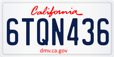 CA license plate 6TQN436