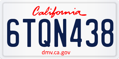 CA license plate 6TQN438