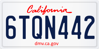 CA license plate 6TQN442