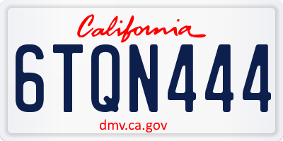 CA license plate 6TQN444