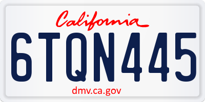 CA license plate 6TQN445