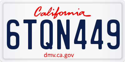 CA license plate 6TQN449