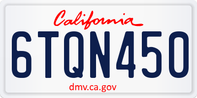 CA license plate 6TQN450
