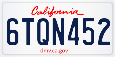 CA license plate 6TQN452