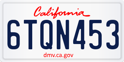 CA license plate 6TQN453
