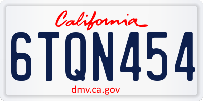 CA license plate 6TQN454