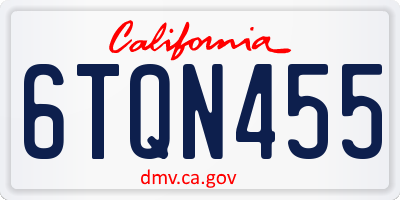 CA license plate 6TQN455