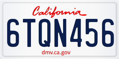 CA license plate 6TQN456