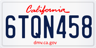 CA license plate 6TQN458