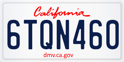 CA license plate 6TQN460