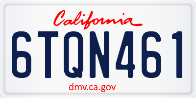 CA license plate 6TQN461