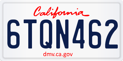 CA license plate 6TQN462