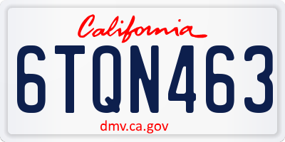 CA license plate 6TQN463