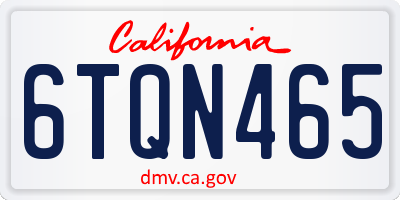 CA license plate 6TQN465